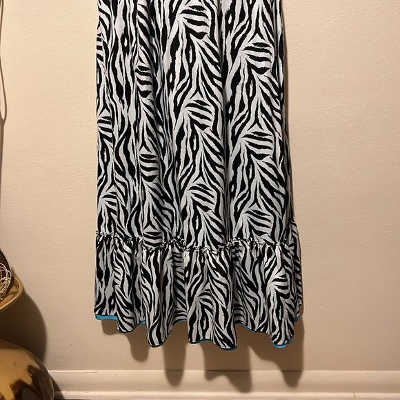 Blue knit / zebra halter dress - Picture 2 of 3